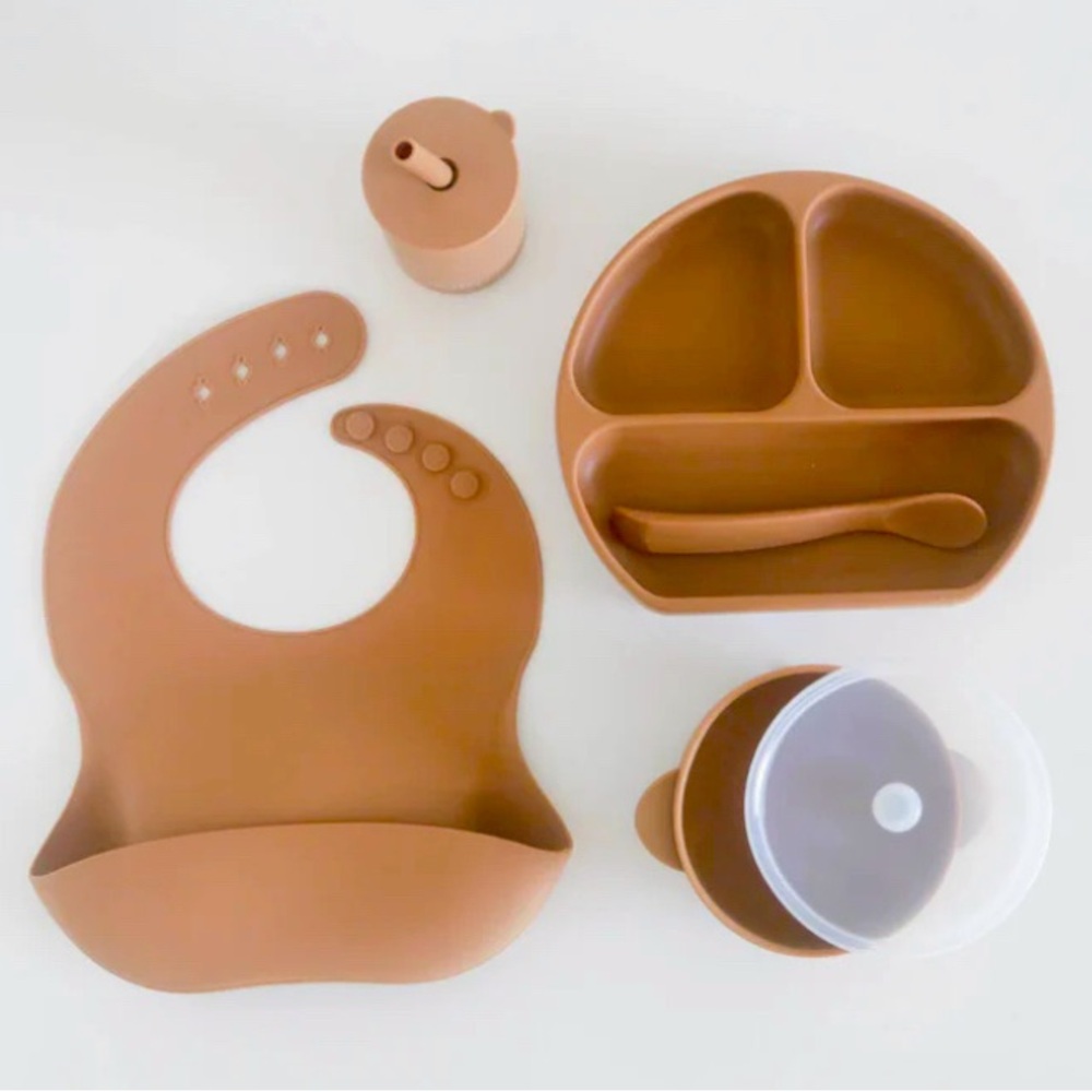Bundle of Saturday Baby Silicone Dishes and Bibs